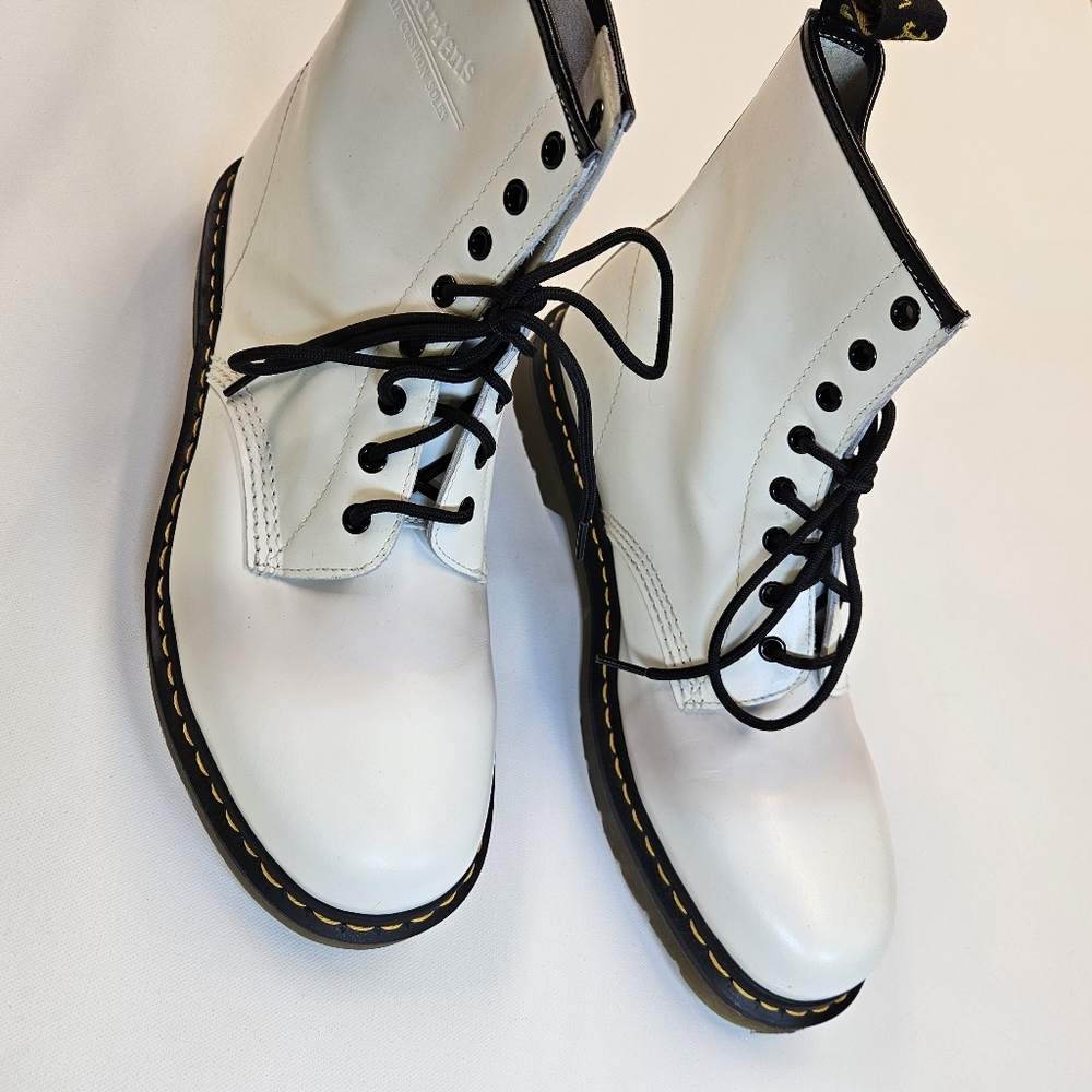 $170 Dr Martens 1460 Mens Size 13 Zavala Lace Up White Leather Combat Boots - Picture 2 of 11